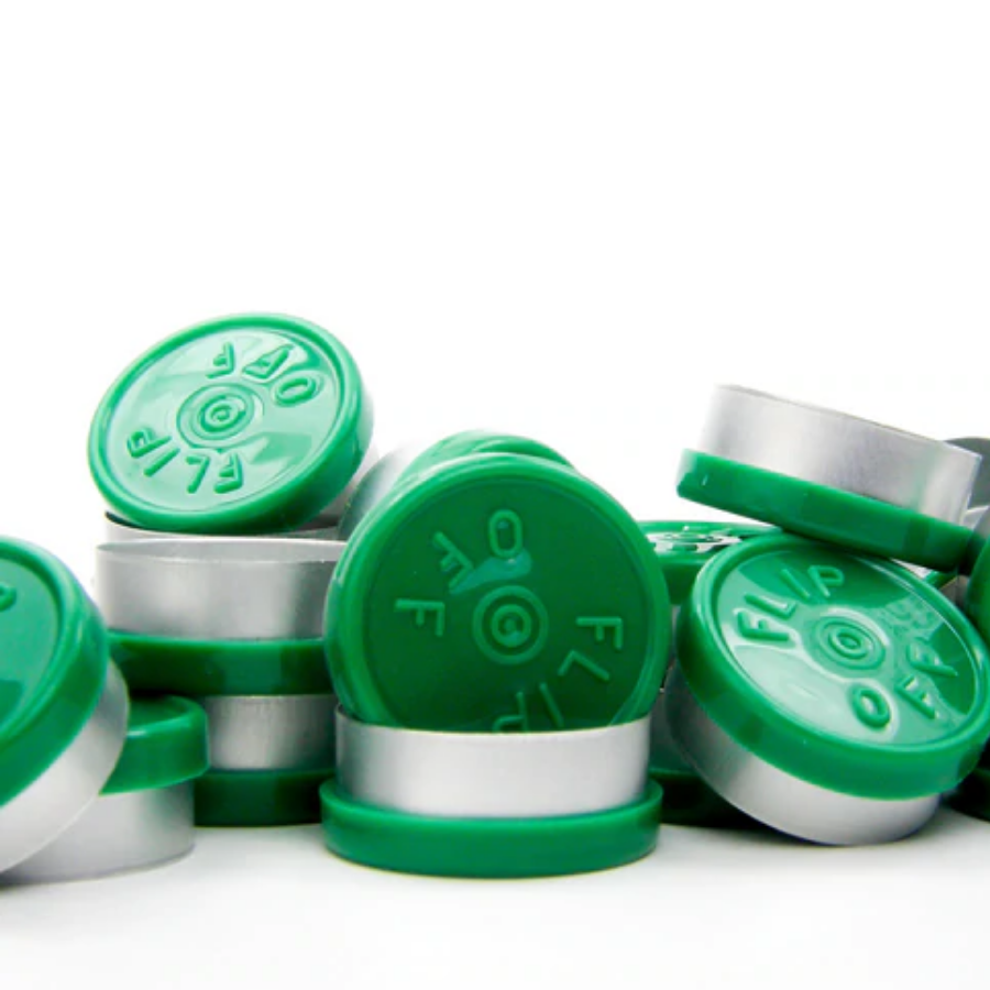 SEAL FLIP 13MM GREEN 100 PACK