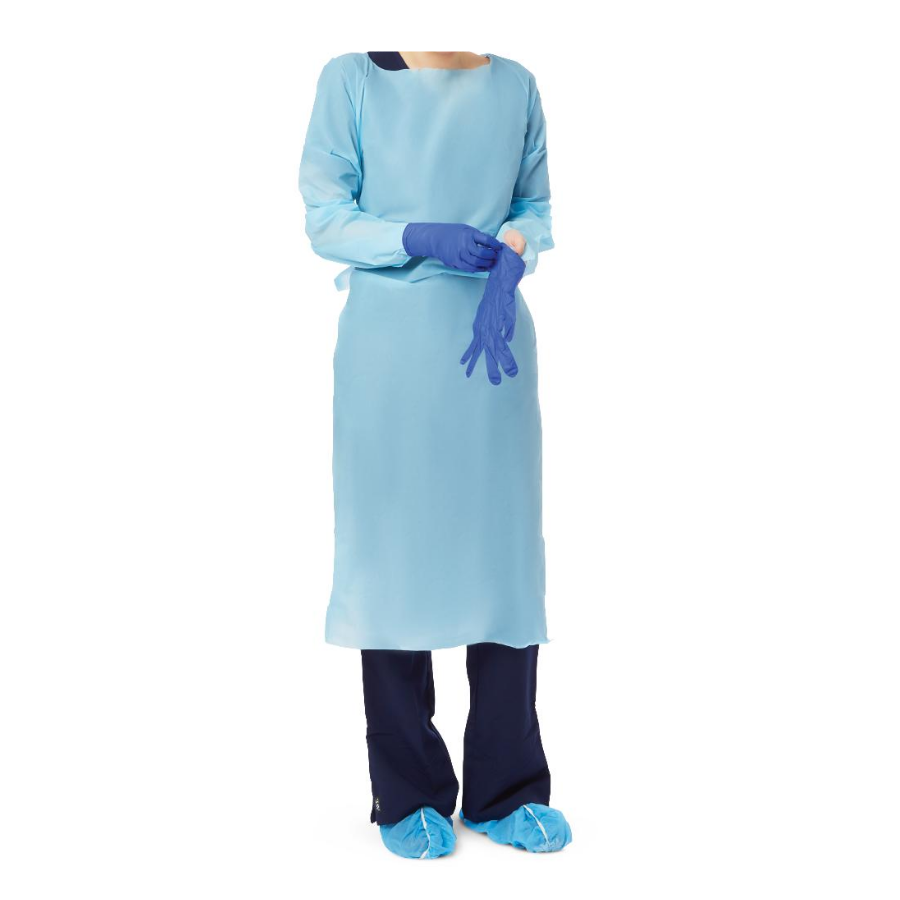 GOWN POLYETHYLENE FLUID-RESISTANT BLUE REGULAR / LARGE 75 PACK